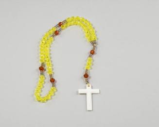 Yellow, Orange, and Gray Plastic Beaded Rosary