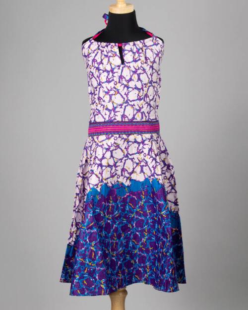 Marble Print Tie Back Halter Dress