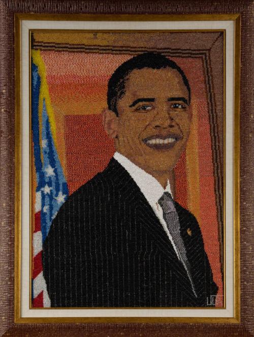 Portrait of President Obama Made From Glass Beads