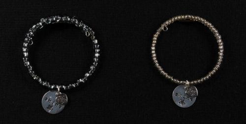 Set of Metal Bracelets with Glass Beads