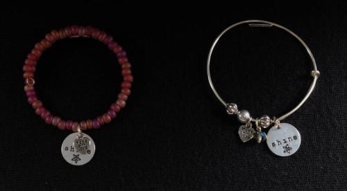 Set of Metal Bracelets with Glass Beads