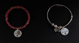 Set of Metal Bracelets with Glass Beads
