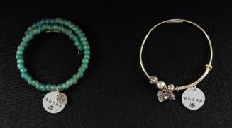 Set of Metal Bracelets with Glass Beads