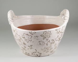 Ceramic Flower Basket with Floral Pattern