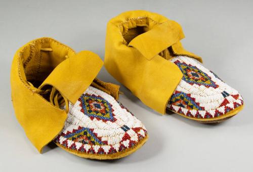 Leather Moccasins with Intricate Beadwork