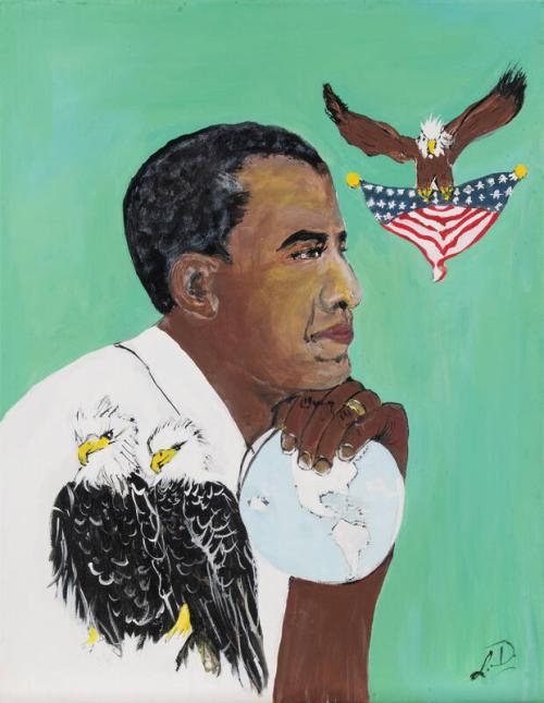 Portrait of President Barack Obama Holding the Earth