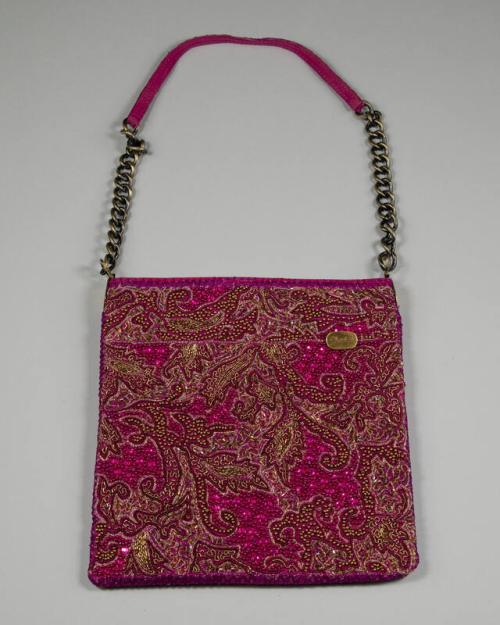 Magenta Purse with Gold Beads and Sequins
