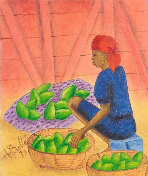 Painting of Woman Sorting Guava