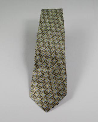 Gray Necktie with a Gold and Black Diamond Pattern