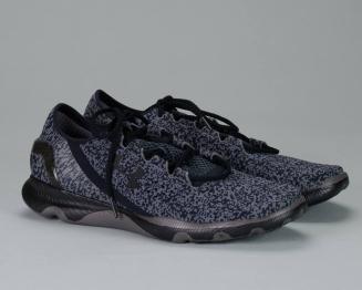 Pixelated Gray and Black Under Armour Speedform Apollo Running Shoes