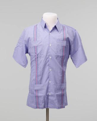 Blue Checkered Guayabera Shirt