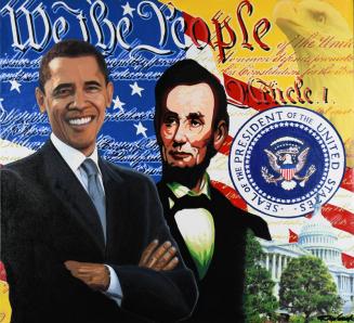 Portrait of President Barack Obama and President Abraham Lincoln