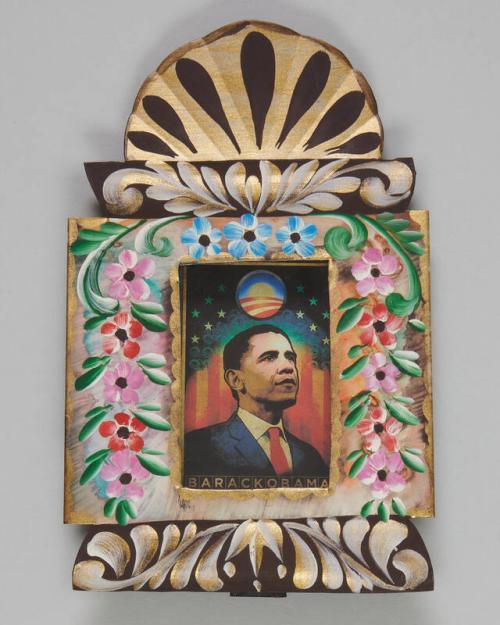 Portrait of President Barack Obama in a Metal Frame
