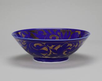 Blue Porcelain Bowl with Gold Decoration