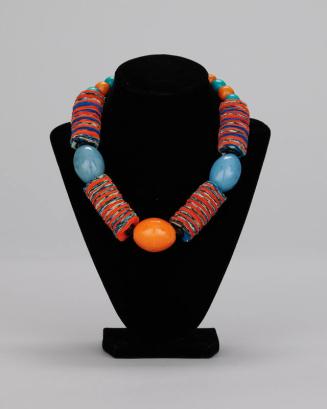 Blue and Orange Beaded Necklace