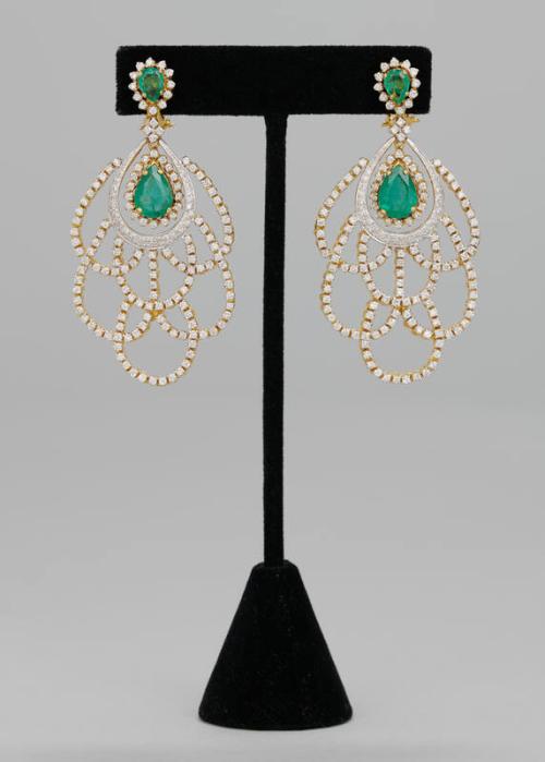 Emerald and Diamond Earrings