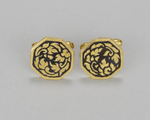 Gold Cufflinks with a Floral Pattern