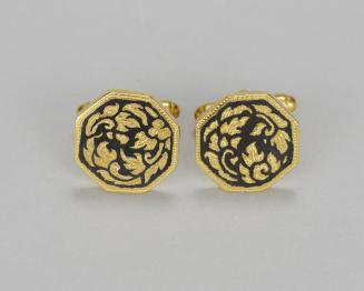 Gold Cufflinks with a Floral Pattern