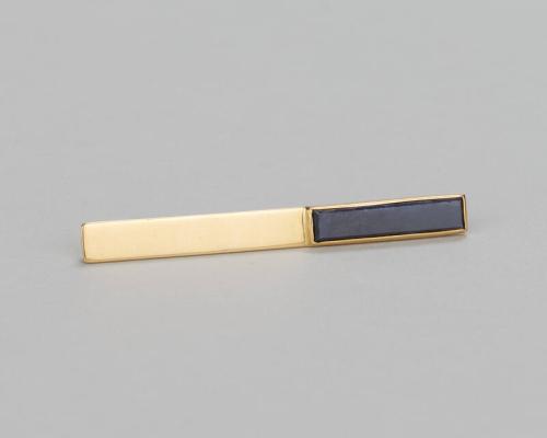 Gold Tie Pin with Inlaid Sapphire