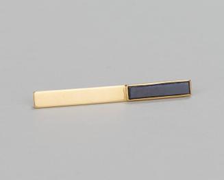 Gold Tie Pin with Inlaid Sapphire