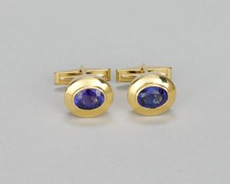 Gold Cufflinks with Inset Tanzanite