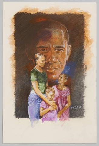 Colored Illustration of the Obama Family