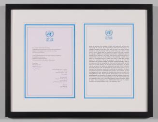 Framed UNRWA Letter and Poem