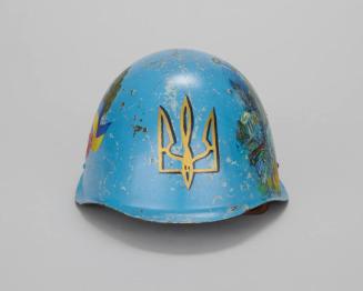 Military Helmet Painted with Ukrainian Symbols