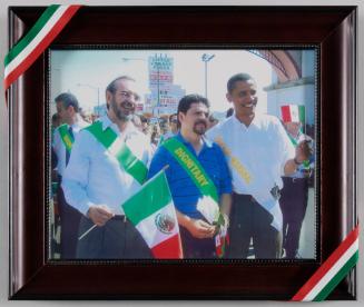 Framed Photograph of President Barack Obama with Ambassador Sada and Salvador Pedroza