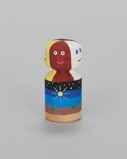 Wood Figurine with Five Faces