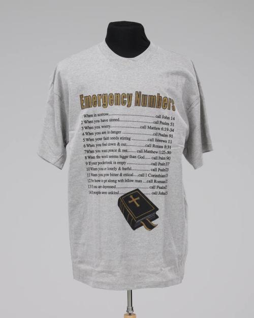 Gray Emergency Numbers Bible T-Shirt