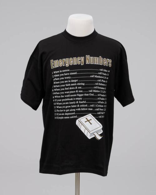 Black Emergency Numbers Bible T-Shirt