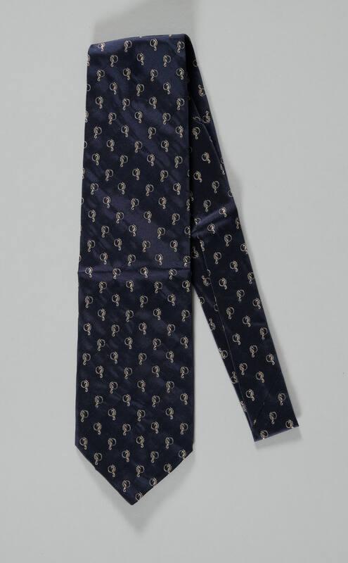 Navy Blue Necktie with Seahorse Pattern