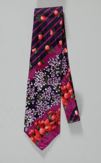 Navy Blue and Purple Necktie with Fruit Decoration