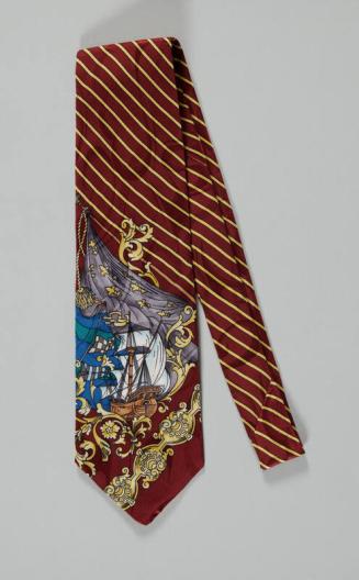 Maroon and Yellow Necktie with a Ship