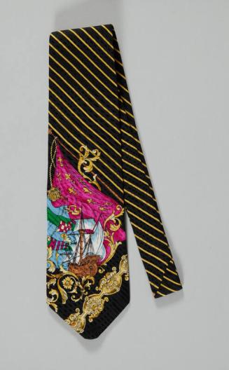 Black and Yellow Necktie with a Ship