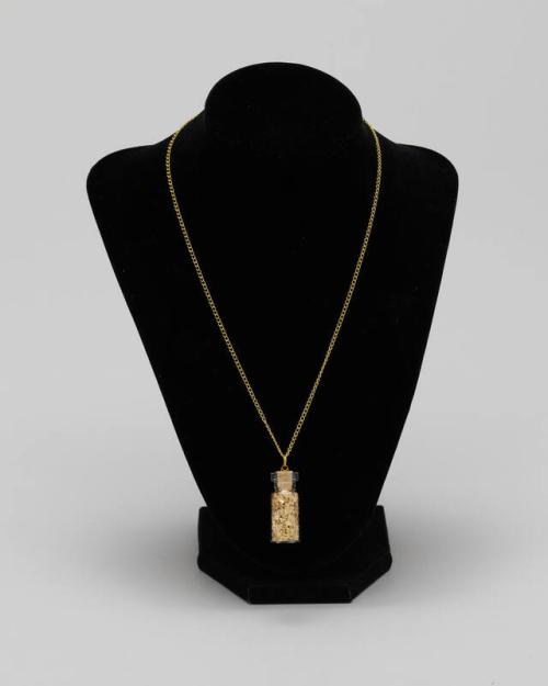 Gold Necklace with Glass Bottle Pendant