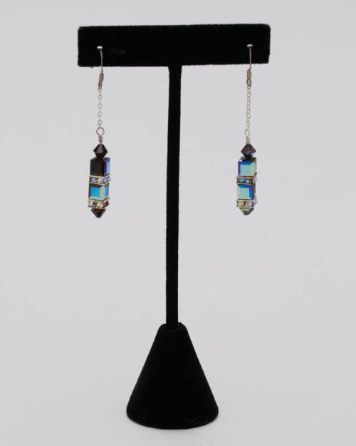 Brown and Blue Beaded Earrings