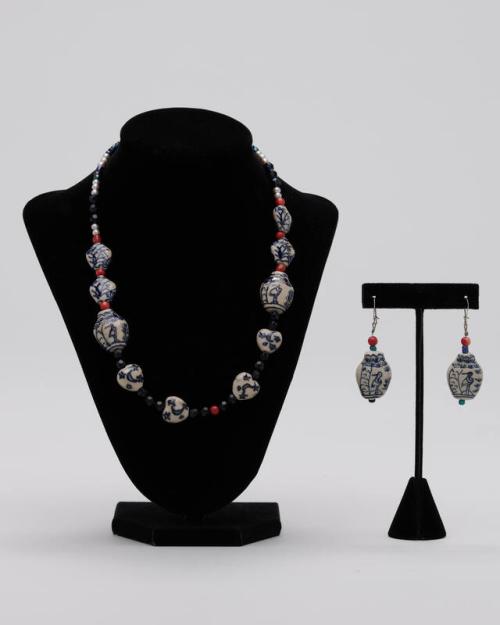 Multicolor Ceramic, Stone, and Glass Jewelry Set