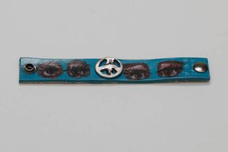 Teal Leather Bracelet with Peace Sign