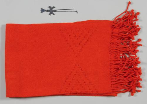 Orange Wool Shawl with Pin