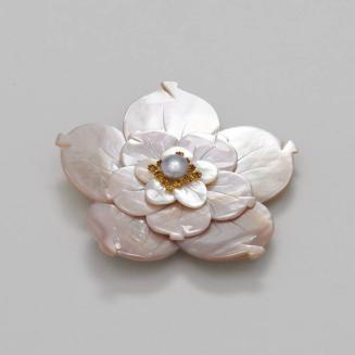 White Iridescent Flower-Shaped Brooch