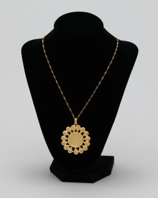 Gold Necklace with Arabic Script Pendant
