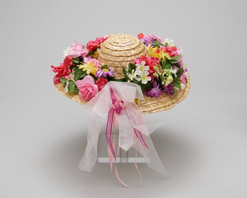 Straw Hat with Flowers and Ribbons