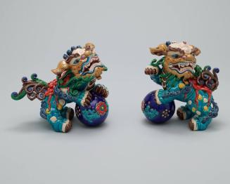 Painted Porcelain Guardian Lions