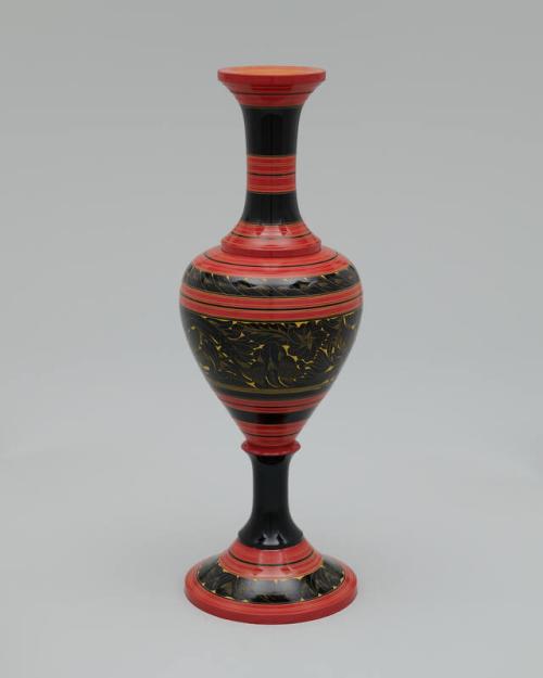 Carved and Painted Wood Vase