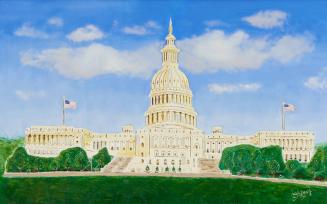 Carved Wood Painting of The United States Capitol