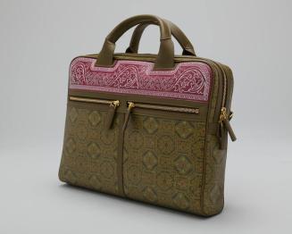 Olive and Pink Leather Handbag