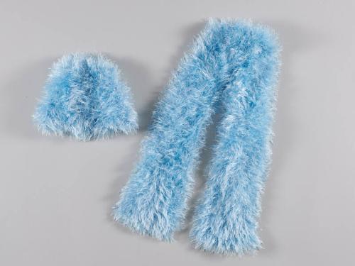 Baby Blue Fuzzy Hat and Scarf Set