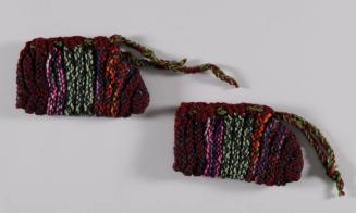 Maroon Knit Slippers with Multicolor Stripes
